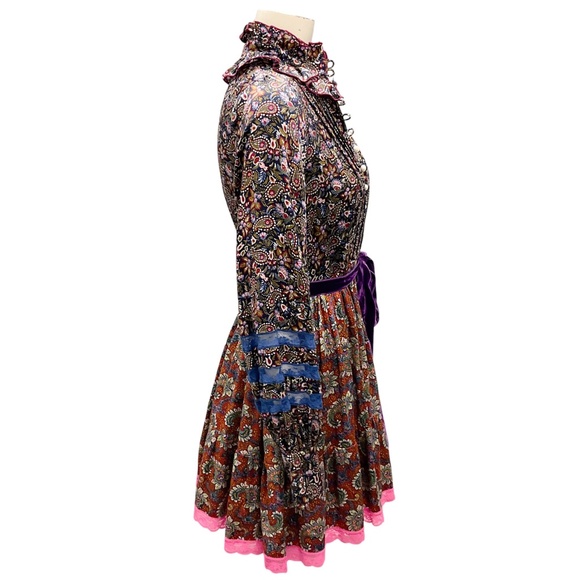 MARC JACOBS OLIVE MULTI PRINTED SILK DRESS - Picture 2 of 5